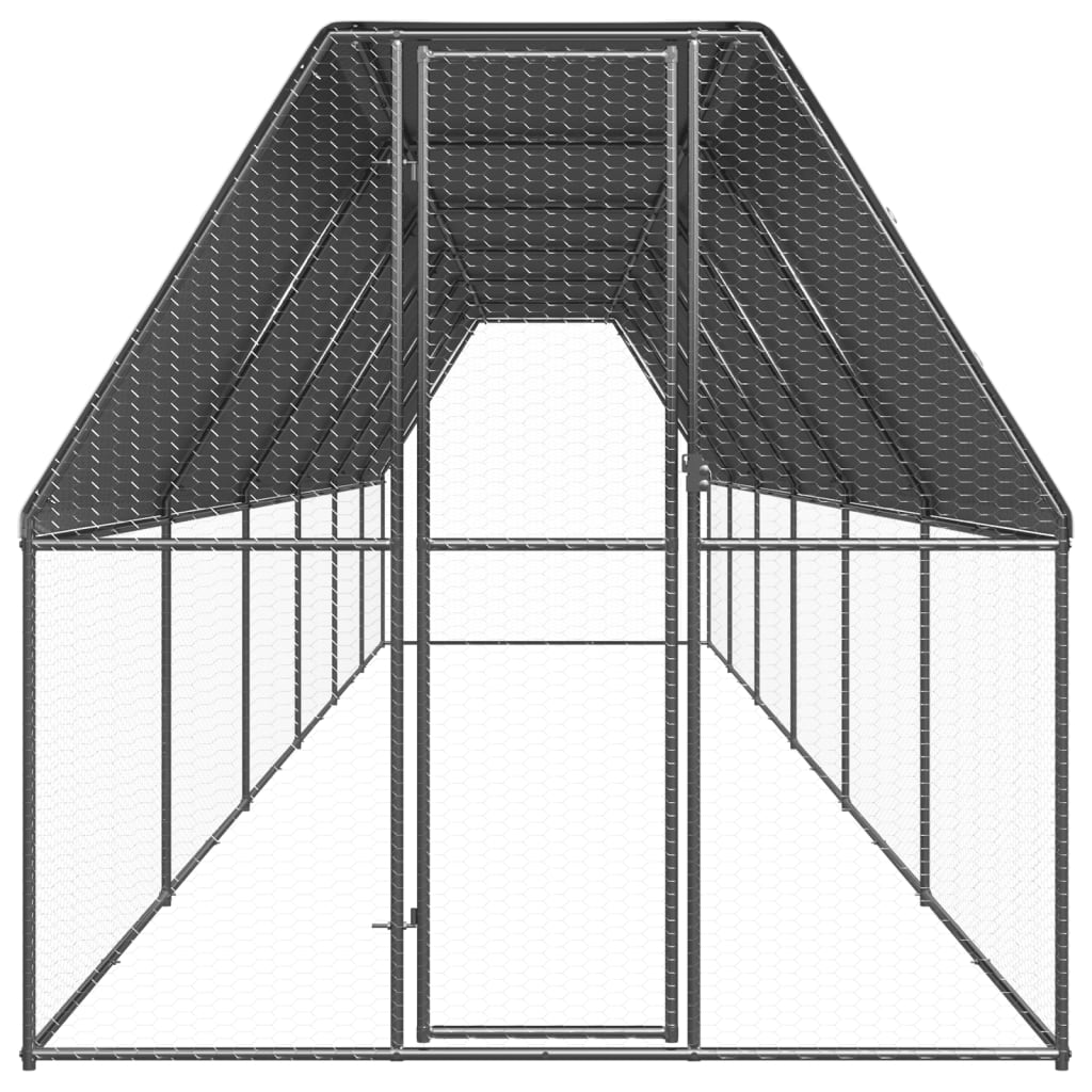 Gabbia per Polli da Esterno 2x12x2 m in Acciaio Zincato