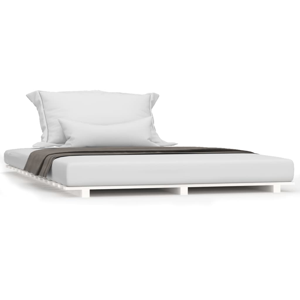 Letto senza Materasso Bianco 120x190 cm Legno Massello di Pino