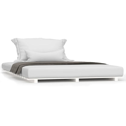 Letto senza Materasso Bianco 135x190 cm Legno Massello di Pino