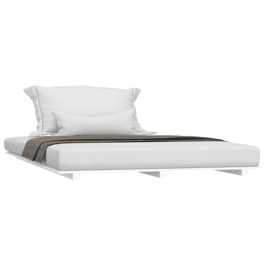 Letto senza Materasso Bianco 135x190 cm Legno Massello di Pino