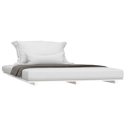 Letto senza Materasso Bianco 135x190 cm Legno Massello di Pino