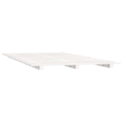 Letto senza Materasso Bianco 135x190 cm Legno Massello di Pino