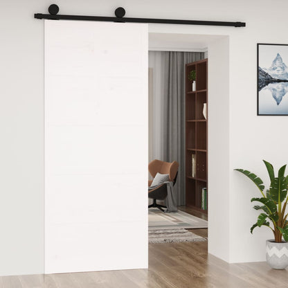 Porta del Granaio Bianca 90x1,8x214 cm Legno Massello di Pino
