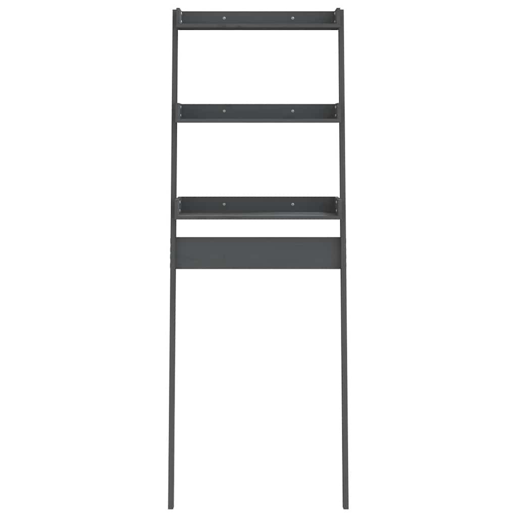 Rastrelliera da Bagno Grigia 63,5x32x179 cm Legno Massello Pino
