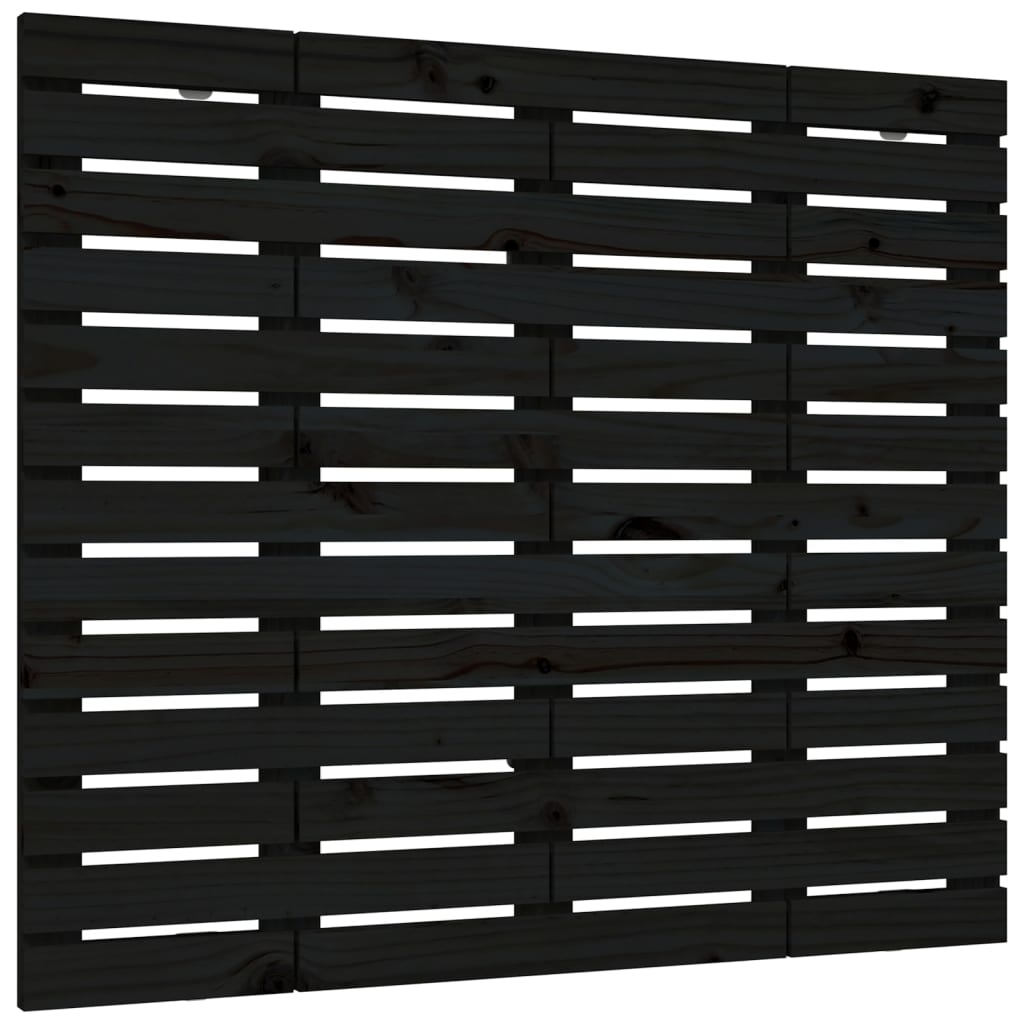 Testiera da Parete Nera 96x3x91,5cm in Legno Massello di Pino