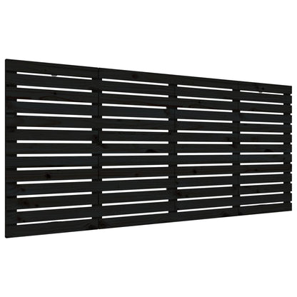 Testiera da Parete Nera 186x3x91,5 cm in Legno Massello di Pino