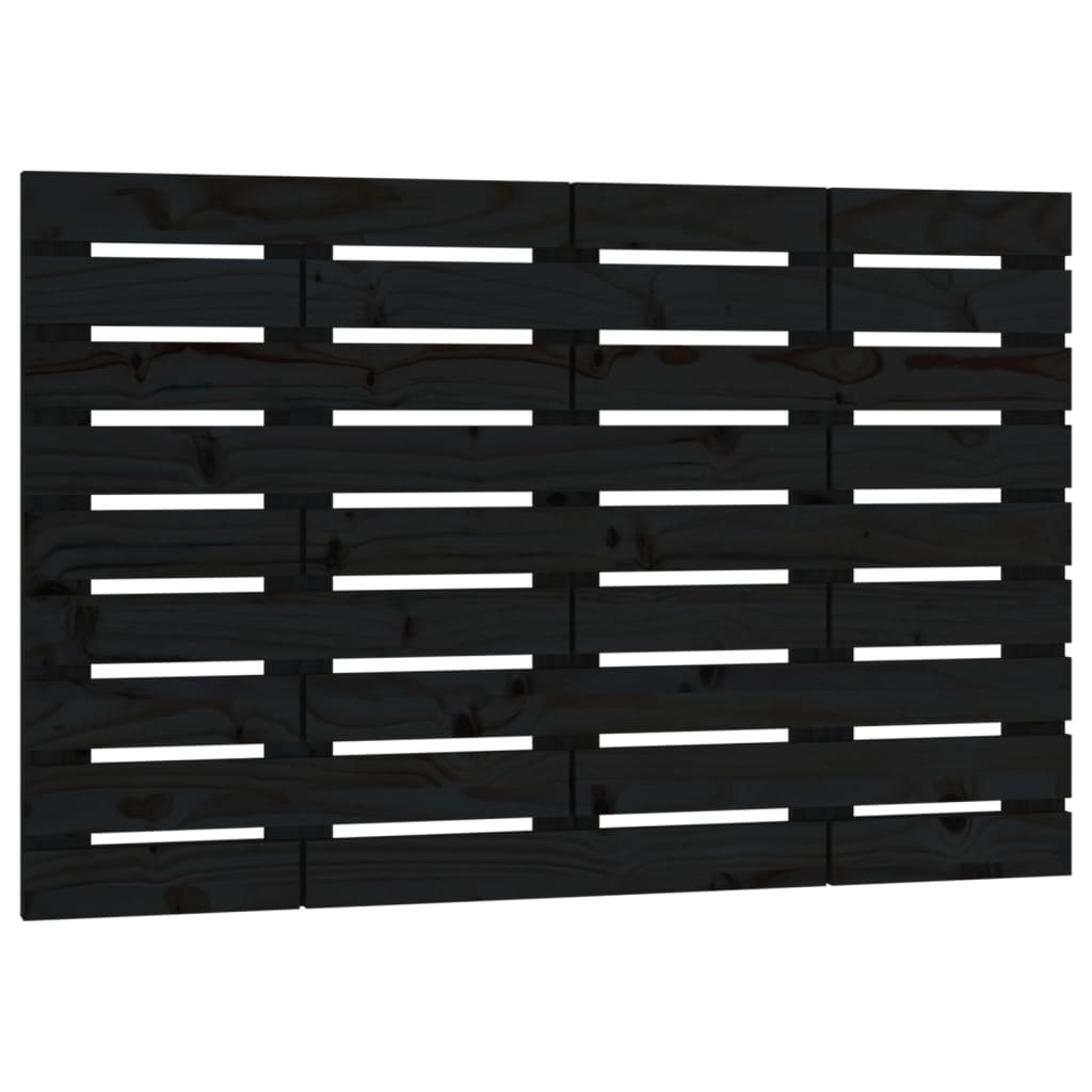 Testiera da Parete Nera 106x3x36 cm in Legno Massello di Pino