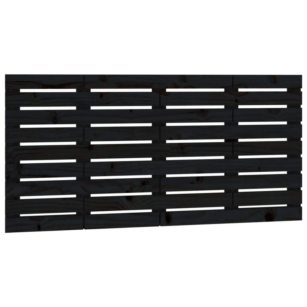 Testiera da Parete Nera 126x3x63 cm in Legno Massello di Pino