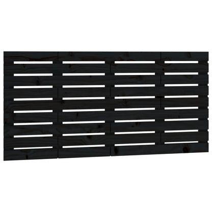Testiera da Parete Nera 126x3x63 cm in Legno Massello di Pino
