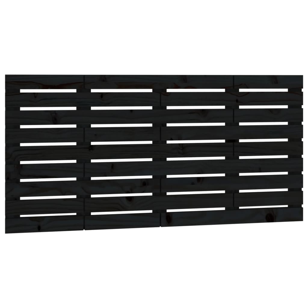 Testiera da Parete Nera 146x3x63 cm in Legno Massello di Pino