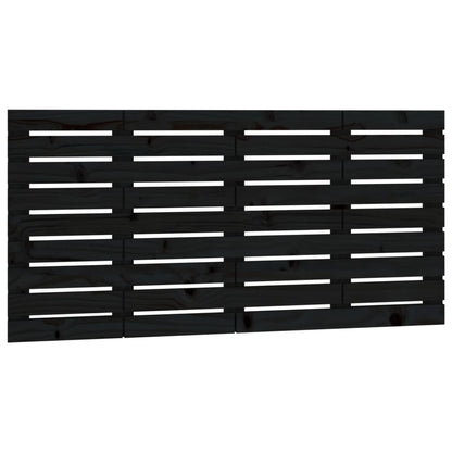 Testiera da Parete Nera 146x3x63 cm in Legno Massello di Pino