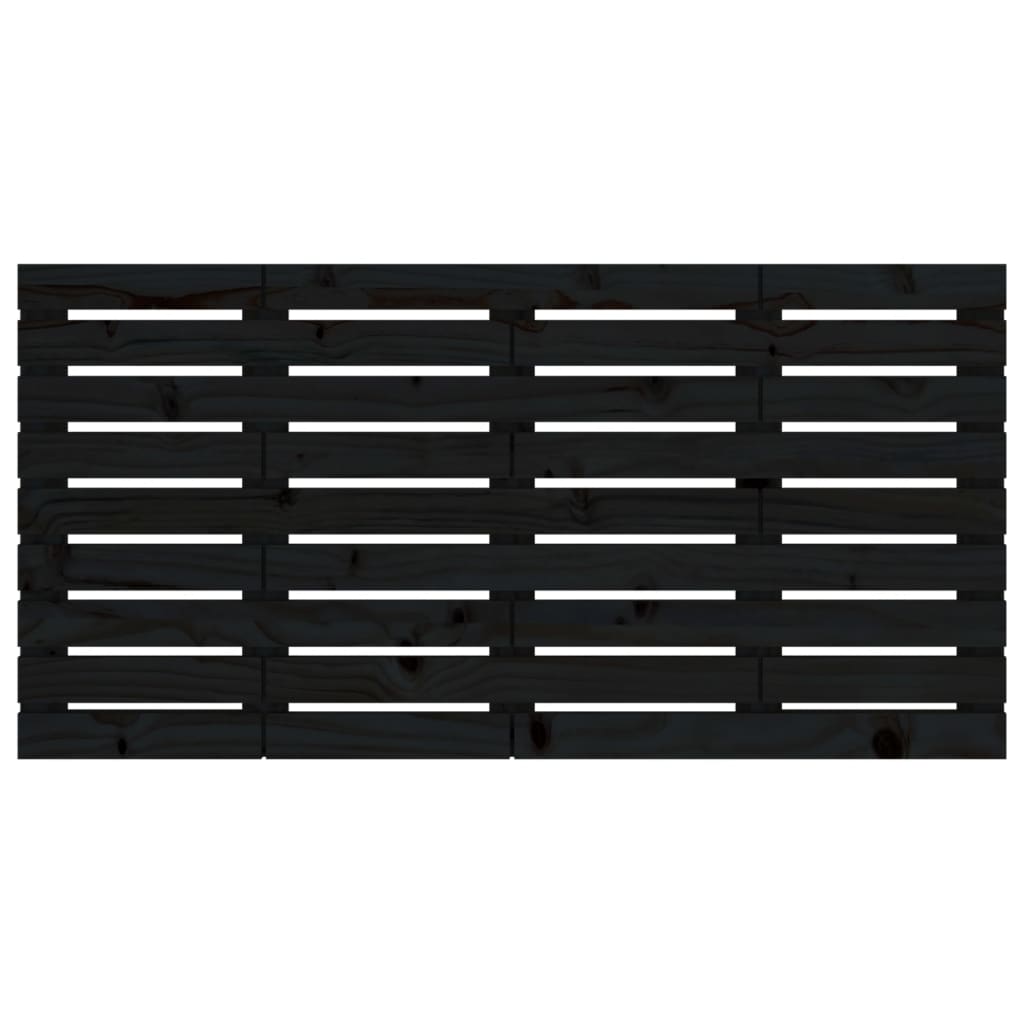 Testiera da Parete Nera 156x3x63 cm in Legno Massello di Pino