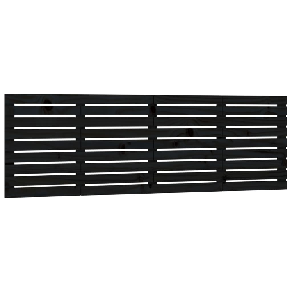 Testiera da Parete Nera 166x3x63 cm in Legno Massello di Pino