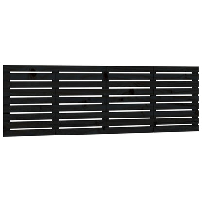 Testiera da Parete Nera 166x3x63 cm in Legno Massello di Pino
