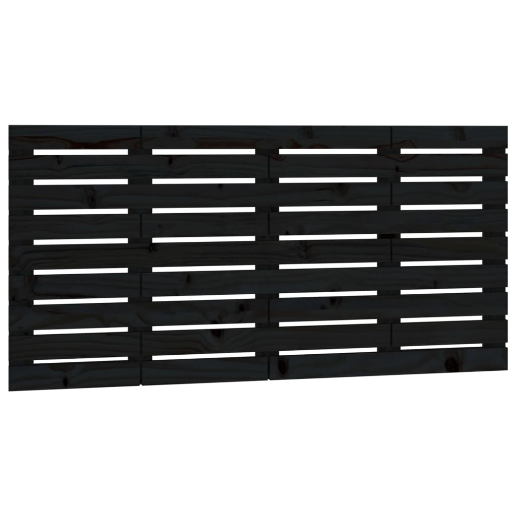 Testiera da Parete Nera 141x3x63 cm in Legno Massello di Pino
