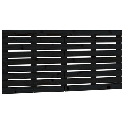 Testiera da Parete Nera 141x3x63 cm in Legno Massello di Pino