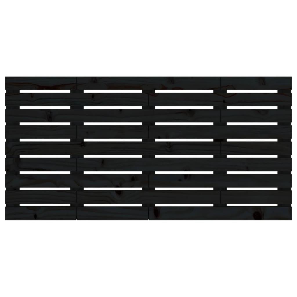 Testiera da Parete Nera 141x3x63 cm in Legno Massello di Pino