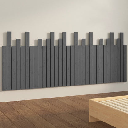 Testiera da Parete Grigia 204x3x80 cm in Legno Massello di Pino