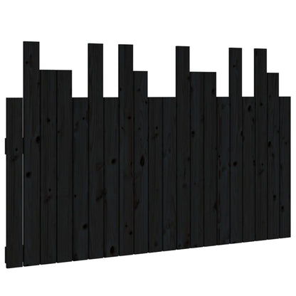 Testiera da Parete Nera 127,5x3x80 cm in Legno Massello di Pino