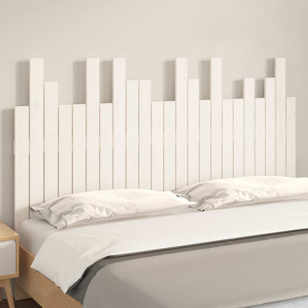 Testiera da Parete Bianca 146,5x3x80 cm Legno Massello di Pino