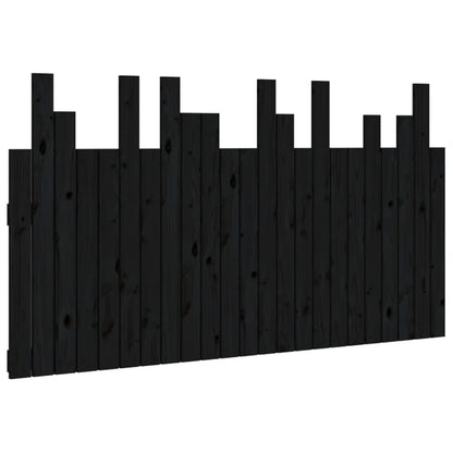 Testiera da Parete Nera 146,5x3x80 cm in Legno Massello di Pino