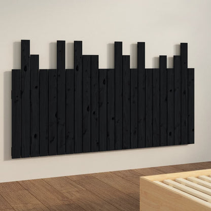 Testiera da Parete Nera 146,5x3x80 cm in Legno Massello di Pino