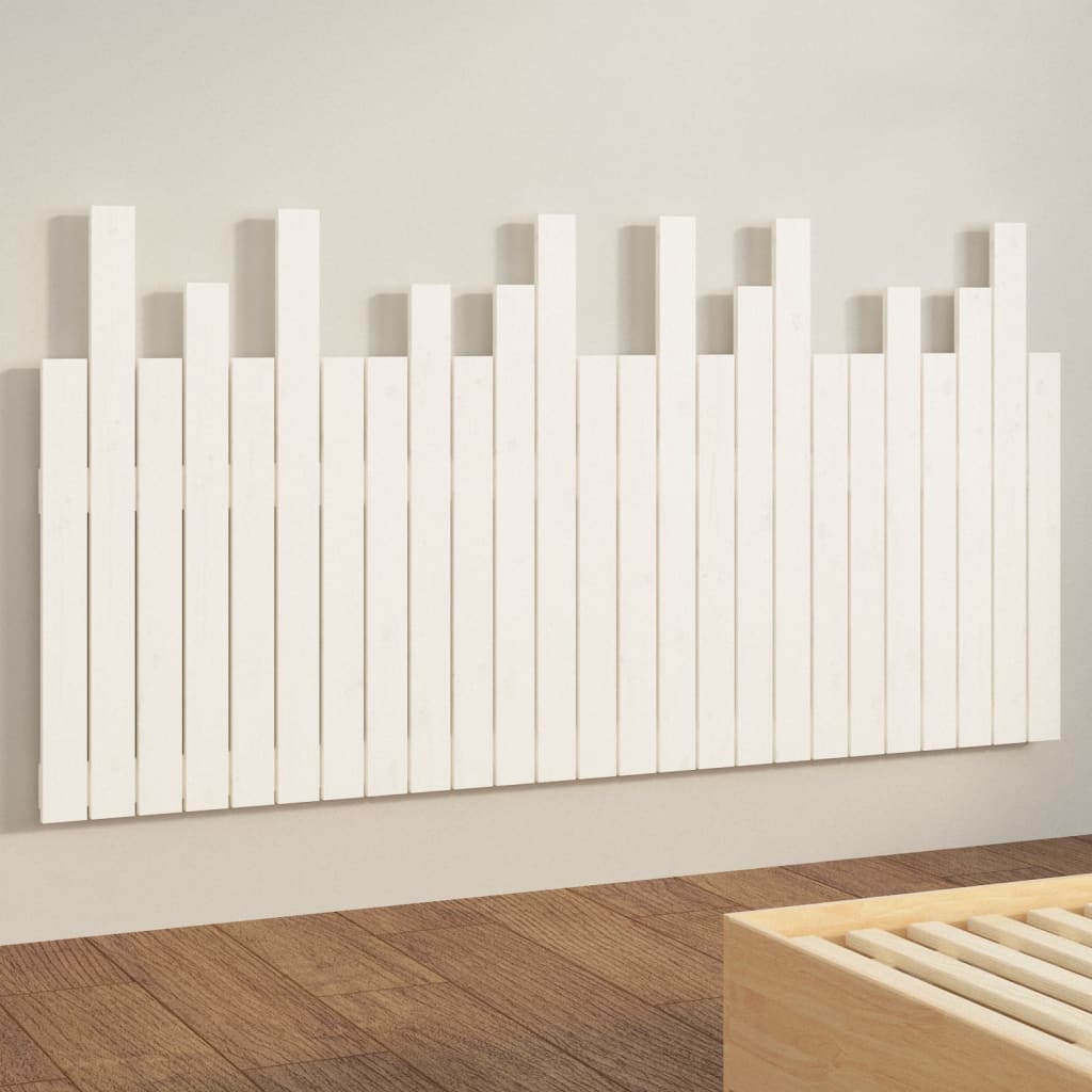 Testiera da Parete Bianca 159,5x3x80 cm Legno Massello di Pino