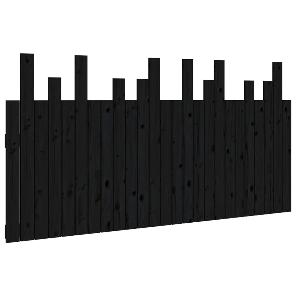 Testiera da Parete Nera 159,5x3x80 cm in Legno Massello di Pino
