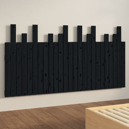 Testiera da Parete Nera 159,5x3x80 cm in Legno Massello di Pino