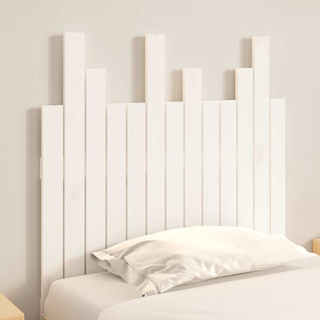 Testiera da Parete Bianca 82,5x3x80cm in Legno Massello di Pino