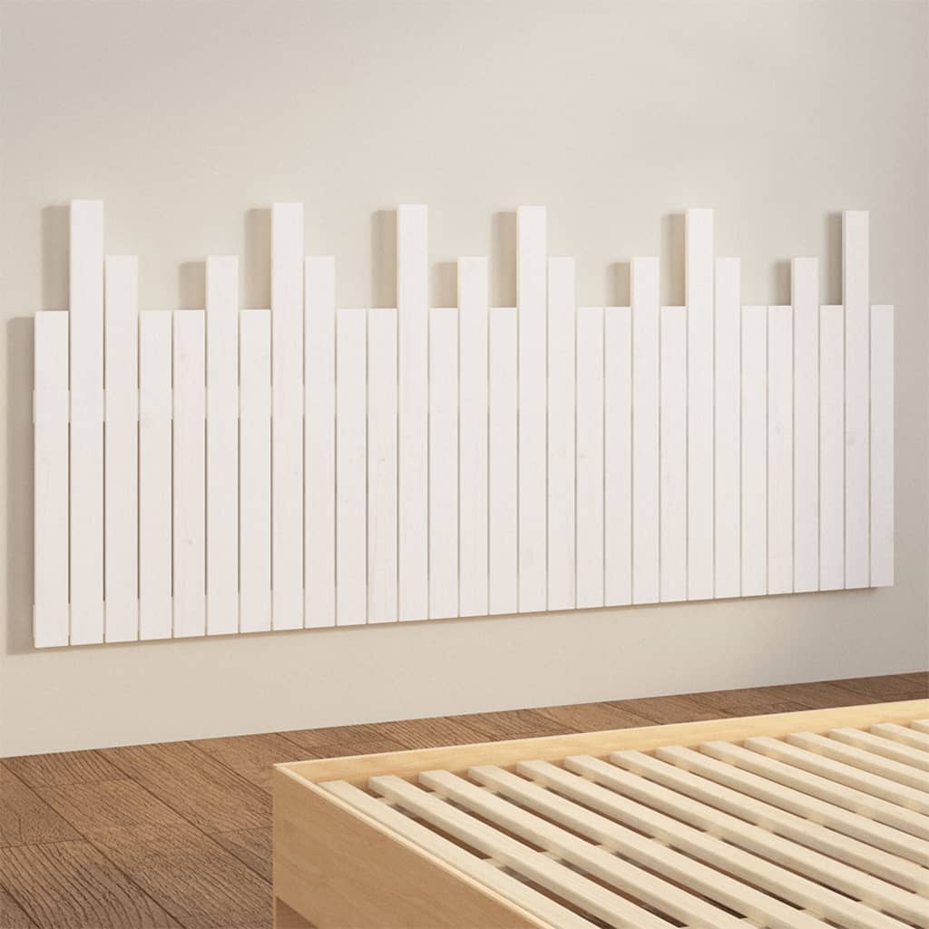 Testiera da Parete Bianca 185x3x80 cm in Legno Massello di Pino