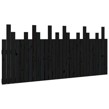 Testiera da Parete Nera 185x3x80 cm in Legno Massello di Pino