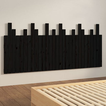 Testiera da Parete Nera 185x3x80 cm in Legno Massello di Pino