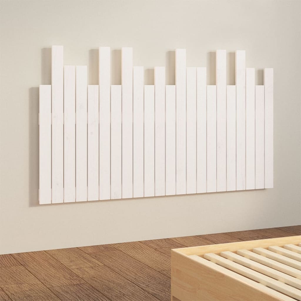 Testiera da Parete Bianca 140x3x80 cm in Legno Massello di Pino