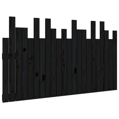 Testiera da Parete Nera 140x3x80 cm in Legno Massello di Pino