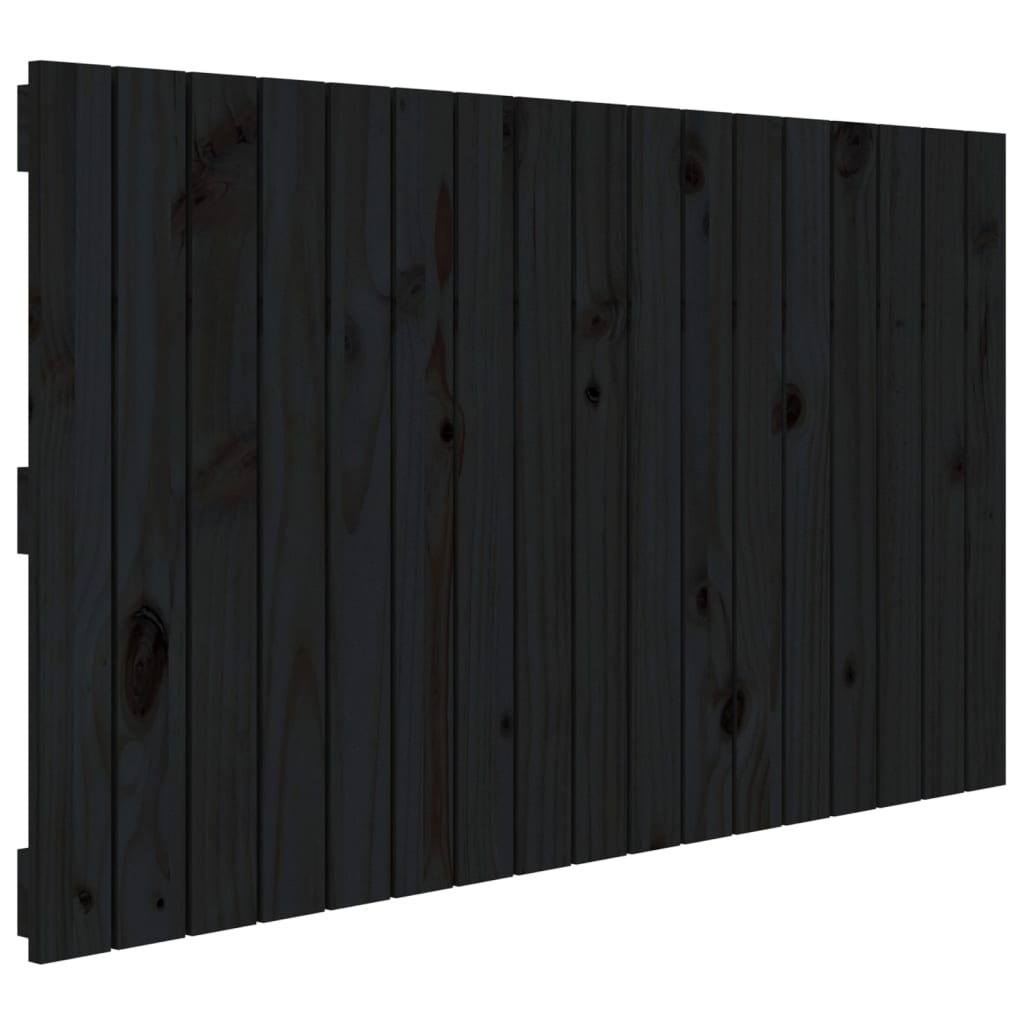 Testiera da Parete Nera 108x3x60 cm in Legno Massello di Pino