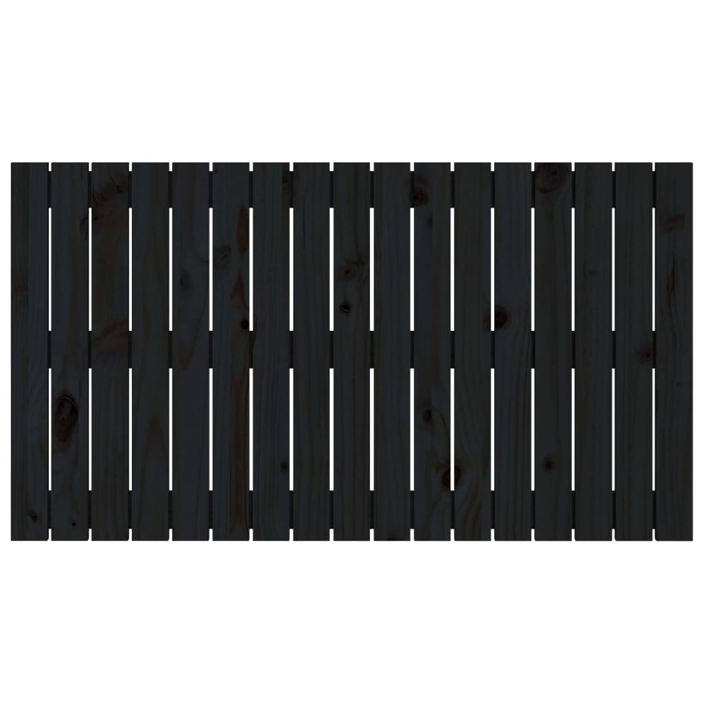 Testiera da Parete Nera 108x3x60 cm in Legno Massello di Pino