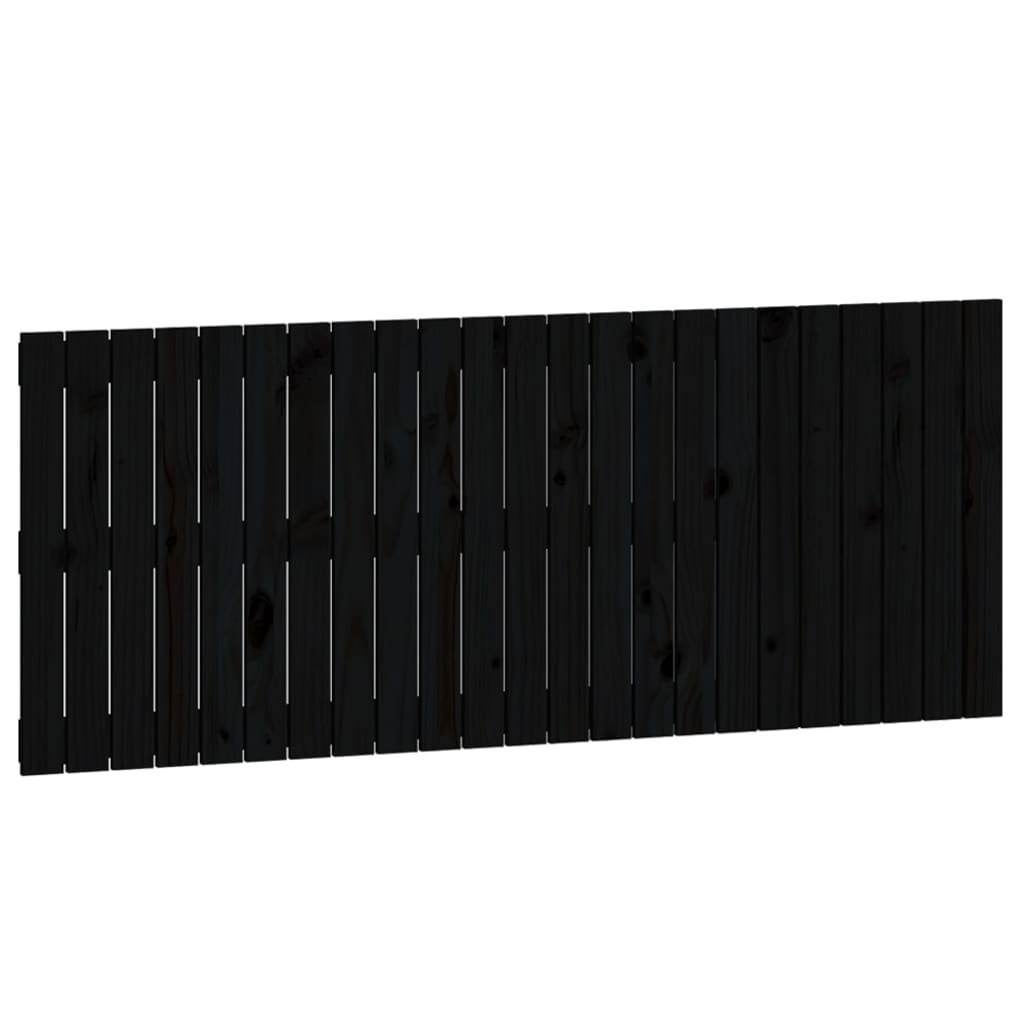 Testiera da Parete Nera 147x3x60 cm in Legno Massello di Pino