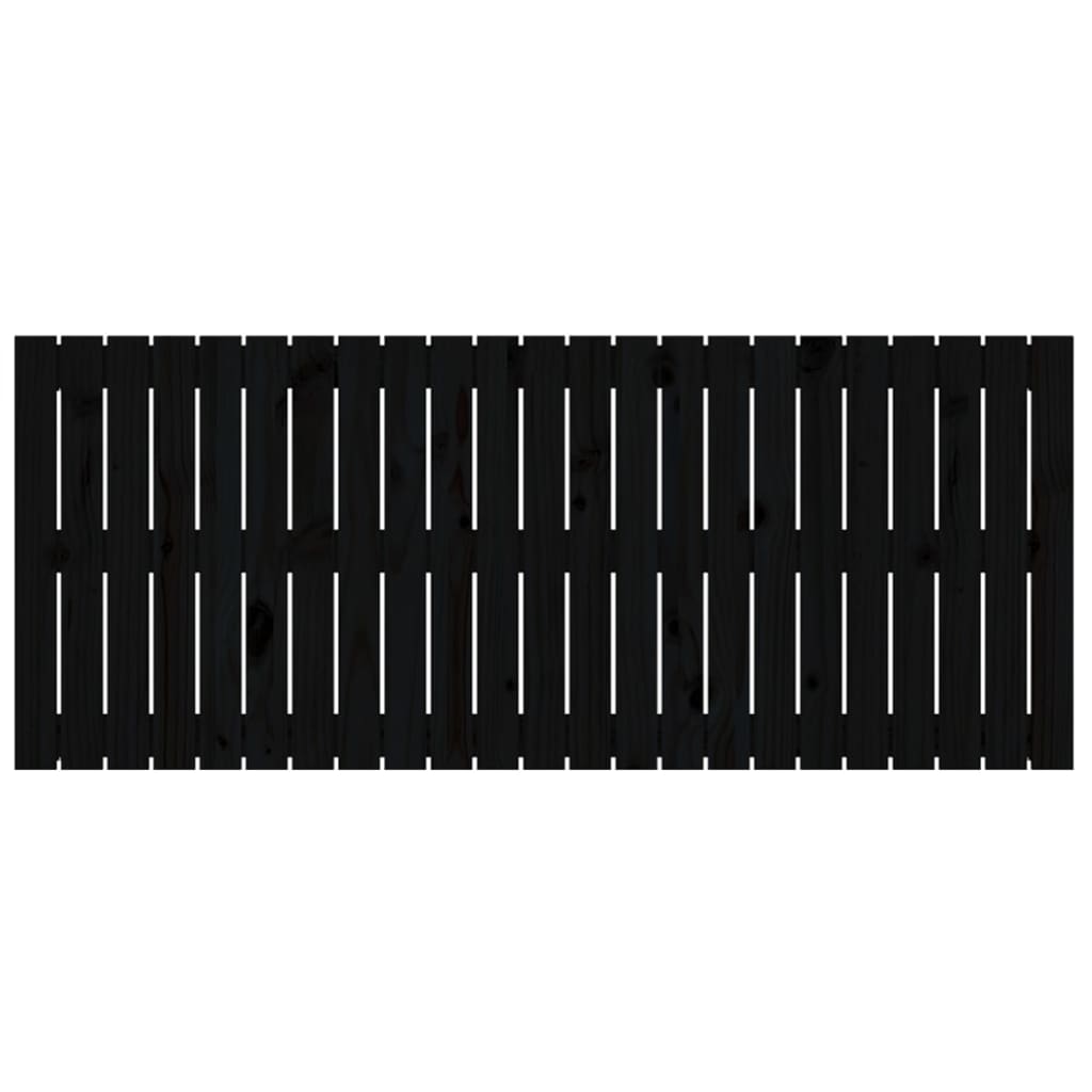 Testiera da Parete Nera 147x3x60 cm in Legno Massello di Pino