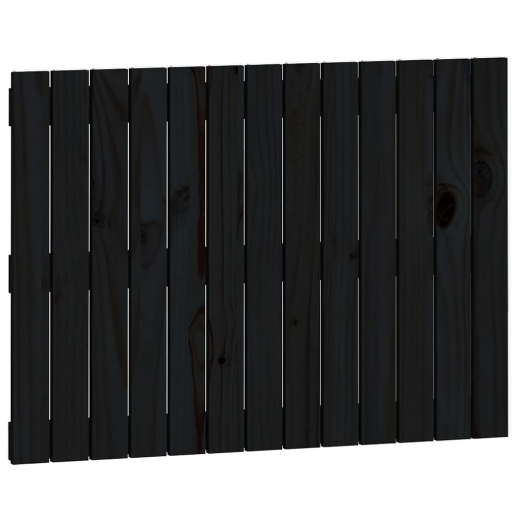 Testiera da Parete Nera 82,5x3x60 cm in Legno Massello di Pino