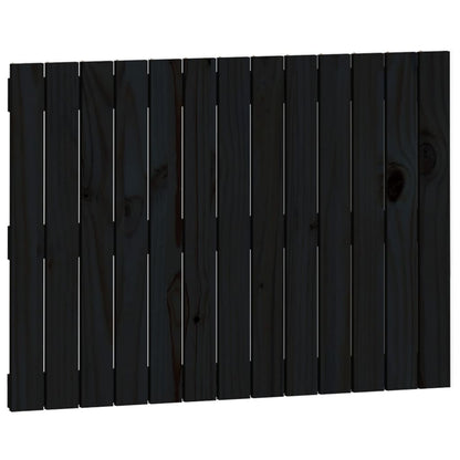 Testiera da Parete Nera 82,5x3x60 cm in Legno Massello di Pino