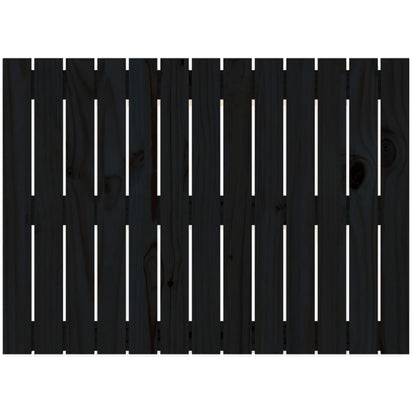 Testiera da Parete Nera 82,5x3x60 cm in Legno Massello di Pino