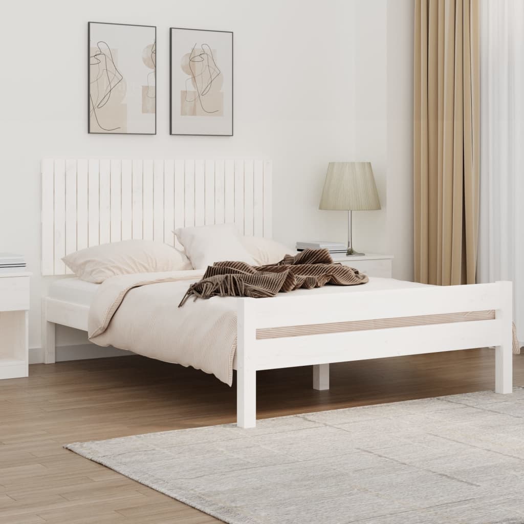 Testiera da Parete Bianca 140x3x60 cm in Legno Massello di Pino