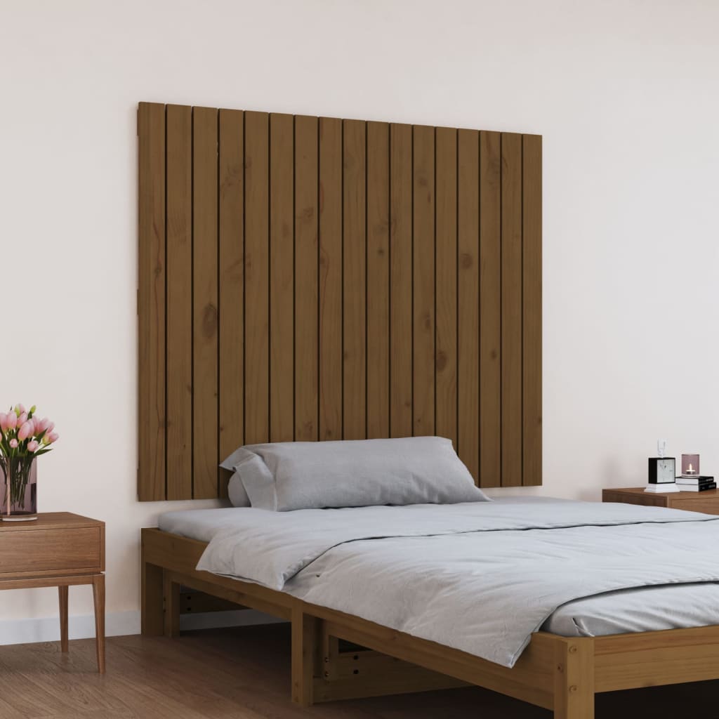 Testiera da Parete Ambra 108x3x90 cm in Legno Massello di Pino