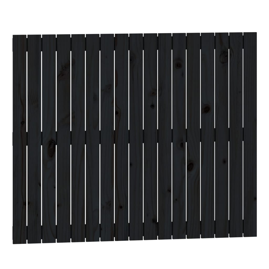 Testiera da Parete Nera 108x3x90 cm in Legno Massello di Pino
