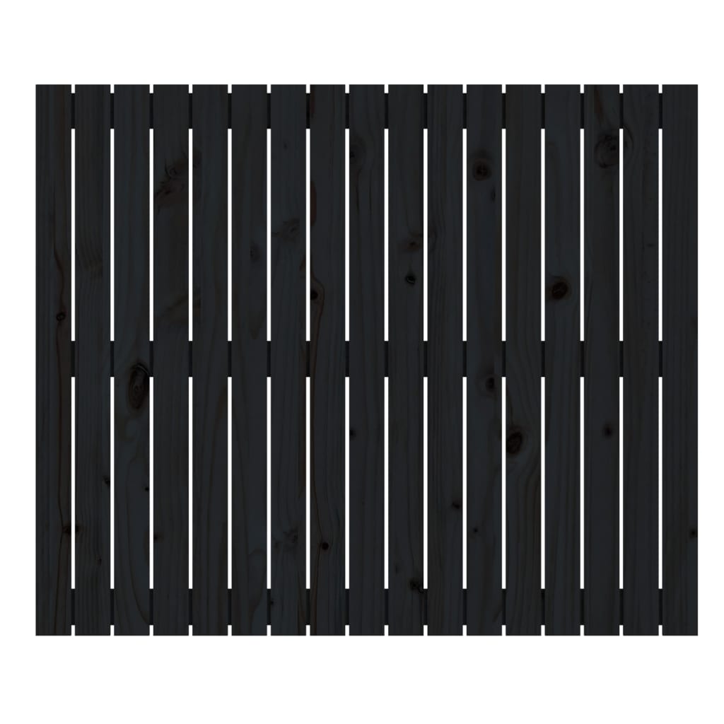 Testiera da Parete Nera 108x3x90 cm in Legno Massello di Pino