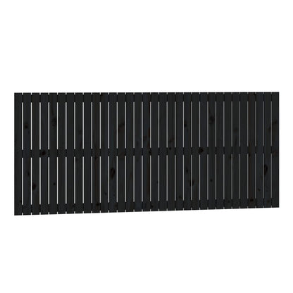 Testiera da Parete Nera 204x3x90 cm in Legno Massello di Pino