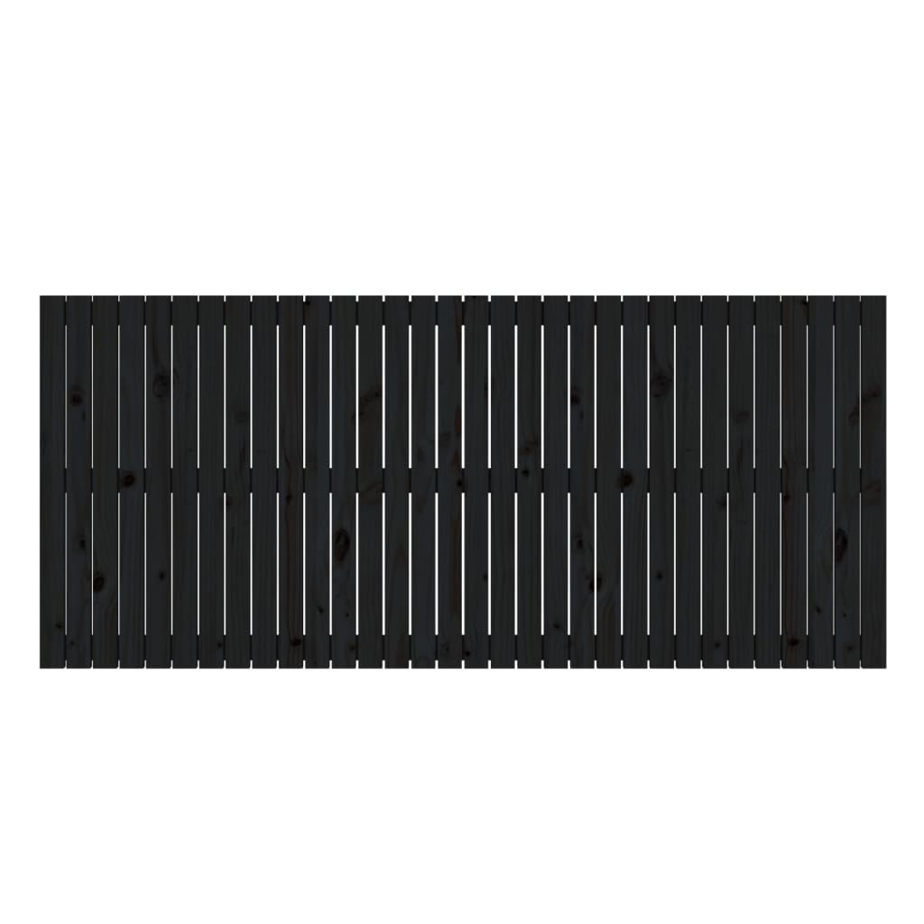 Testiera da Parete Nera 204x3x90 cm in Legno Massello di Pino