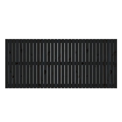 Testiera da Parete Nera 204x3x90 cm in Legno Massello di Pino
