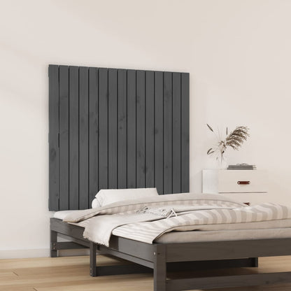 Testiera da Parete Grigia 95,5x3x90cm in Legno Massello di Pino